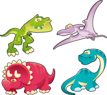 四只卡通小恐龙