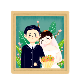 婚纱卡通人物婚礼白纱结婚婚纱摄影手绘