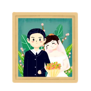 婚纱卡通人物婚礼白纱结婚婚纱摄影手绘