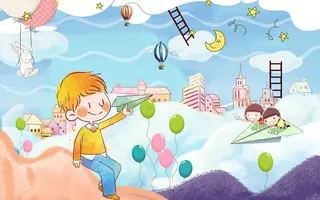 卡通儿童房背景墙