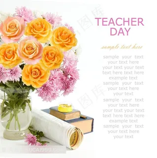 玫瑰花束和书本