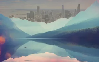 朦胧山水 禅意 创意背景 海市辰楼