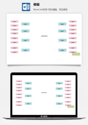 鱼骨大脑树状思维导图ppt模板工作学习项目培训流程逻辑word格式预览图