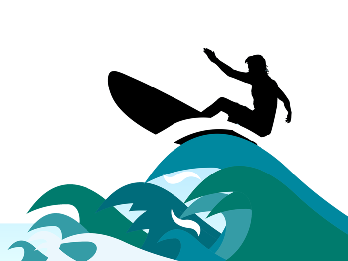 冲浪卡通剪影
