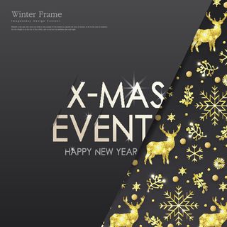 圣诞节贺卡金色驯鹿黑色背景