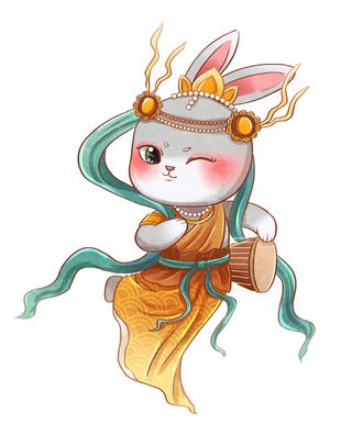 天仙打鼓兔子 打鼓兔子 兔子 兔年元素 兔年兔子