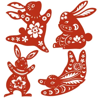 手绘2023兔年新年卡通兔子形象IP插画元素PSD设计素材png图案