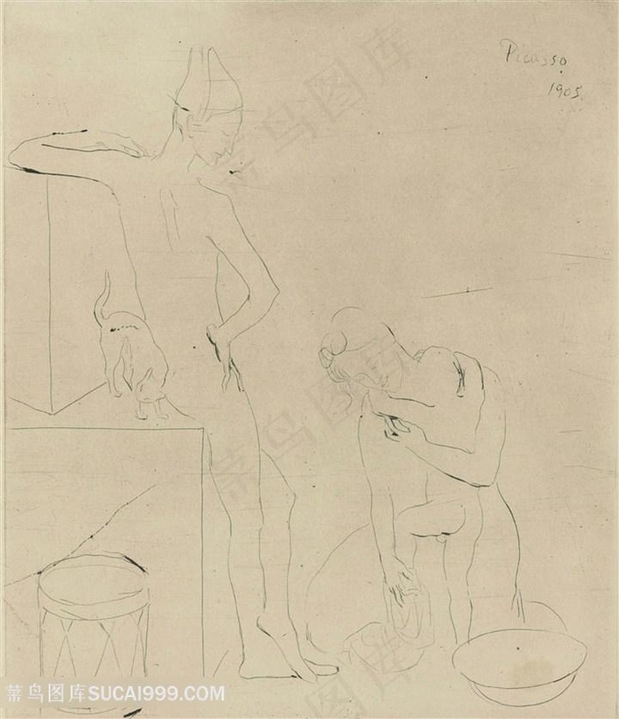 毕加索线描时尚女性艺术挂画