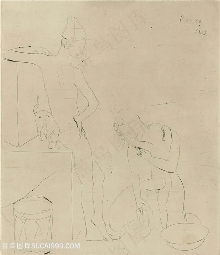 毕加索线描时尚女性艺术挂画