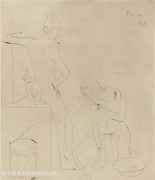 毕加索线描时尚女性艺术挂画