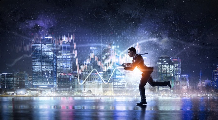 简约蓝色大气商务海报背景