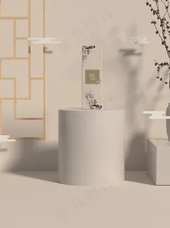 唯美国潮风中式化妆品包装智能贴图样机