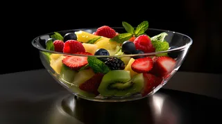 写实夏季水果色拉美食摄影图