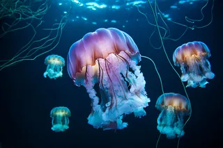 海洋水母蓝色海洋摄影图