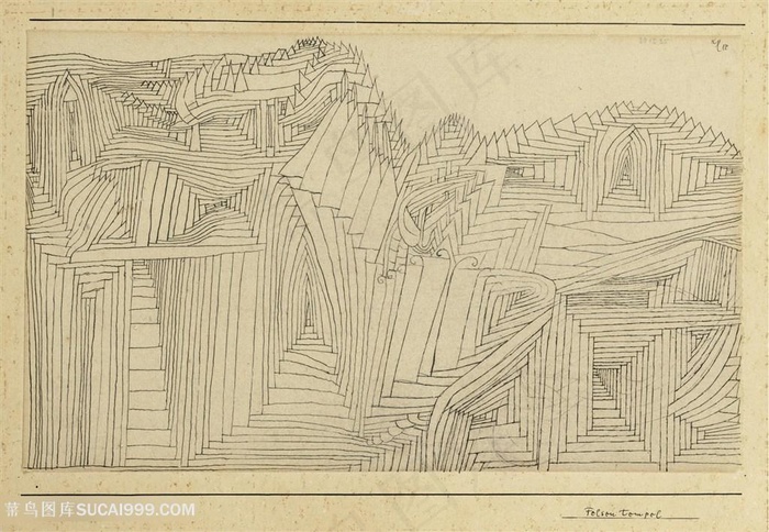 保罗克利手绘线条建筑装饰画