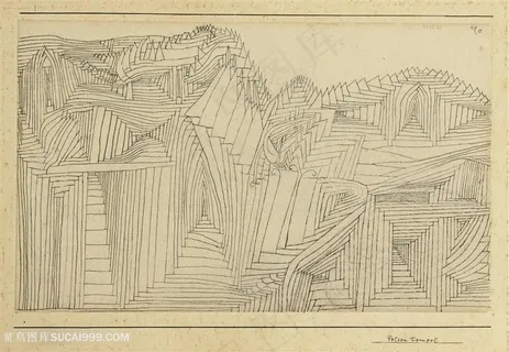 保罗克利手绘线条建筑装饰画 保罗克利手绘线条建筑装饰画