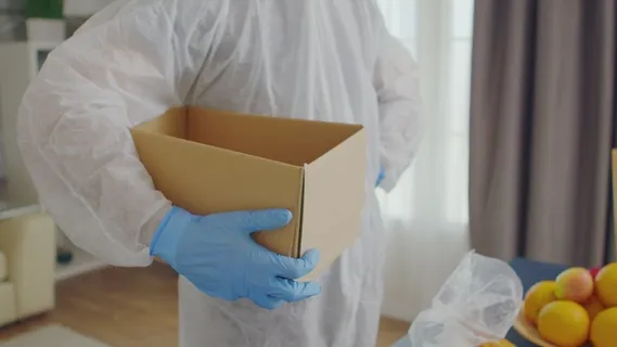 冠状病毒大流行志愿者包装食物