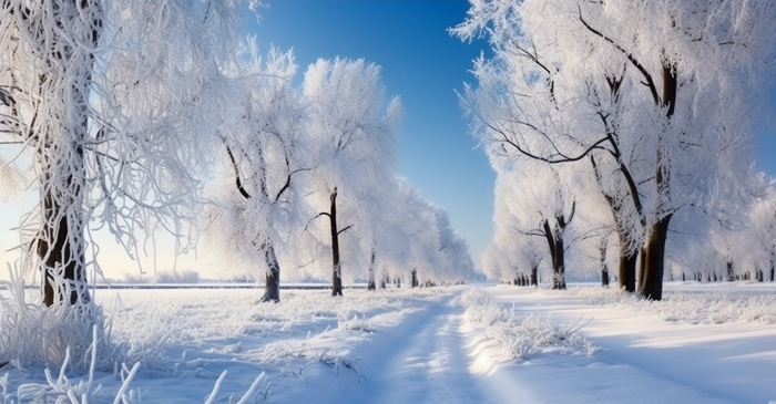 冬天雪景图下雪马路旁边空旷的地上厚厚的积雪摄影图(4512x2352)
