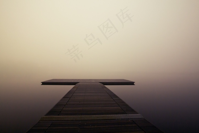 码头, 多雾路段, 湖, 木码头, 海