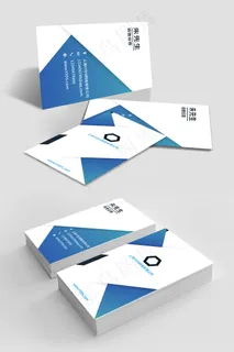 蓝色大气简约商务名片设计
