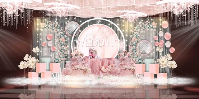 粉色浪漫婚礼迎宾区效果图