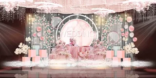 粉色浪漫婚礼迎宾区效果图