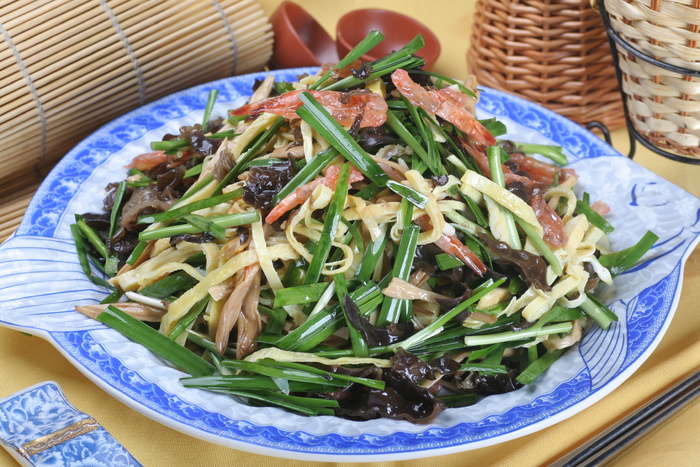虾干木须韭菜根 (2)