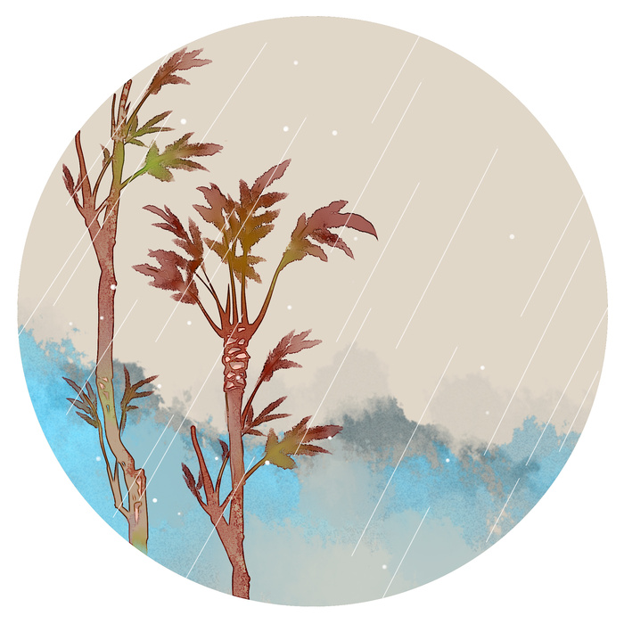 二十四节气谷雨场景插画psd模版下载