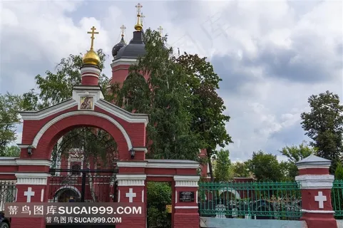 欧洲旅游风光莫斯科教堂修道院大门