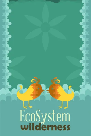 自然风景动物植物扁平矢量插画