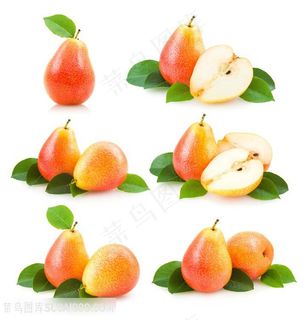 新鲜的香梨与切片高清图片水果图片