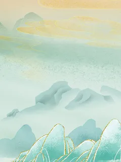 中国风国潮风山水祥云插画图案首页装修海报背景PSD设计模板素材