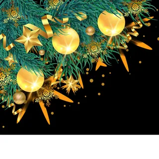 圣诞节松枝装饰品边框