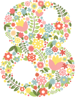 38妇女节三八女神女王粉色花朵玫瑰艺术字设计png免抠ps素材