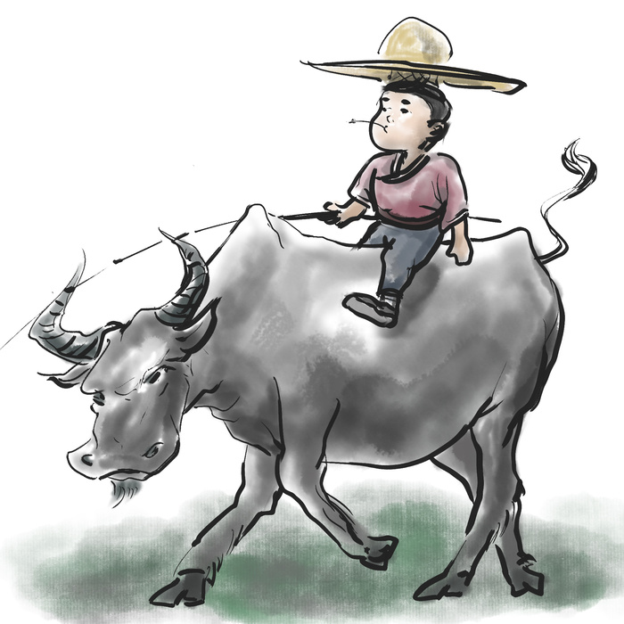 清明清明节卡通牧童骑牛