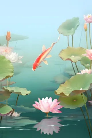 意境国潮荷花简约淡雅背景