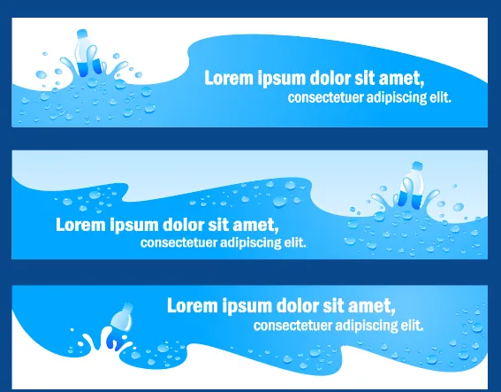 瓶装水海报设计蓝色eps3款效果eps,ai矢量模版下载