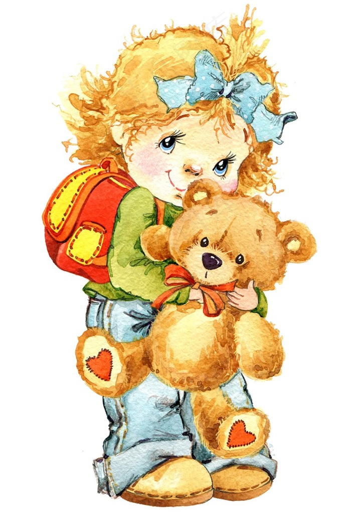 水彩卡通儿童绘画素材图