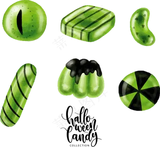 卡通万圣节节日绿色糖果