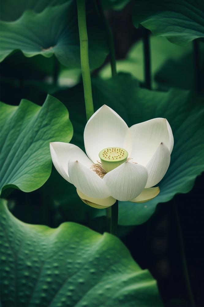 白莲花绿色意境简约节气海报背景