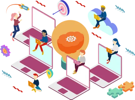 网络交际卡通人物科技kv主视觉素材