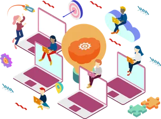 网络交际卡通人物科技kv主视觉素材