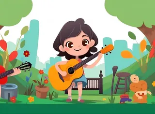 夏日音乐会孩子吉他背景
