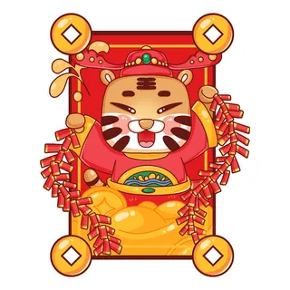 PNG免扣2022虎年新年春节元旦卡通老虎形象图片插画PSD设计素材