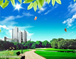 唯美公园建筑韩式自然背景