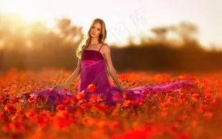 优美花海美女模特人体摄影