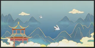 中式山水背景图片