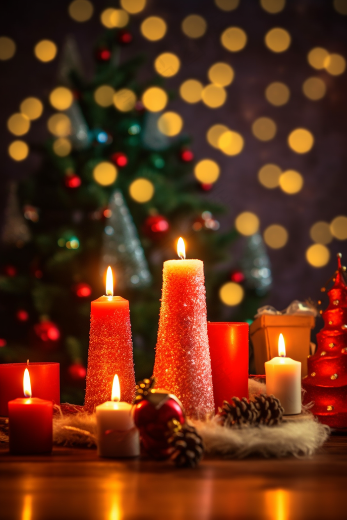 圣诞节日庆祝蜡烛灯光摄影图