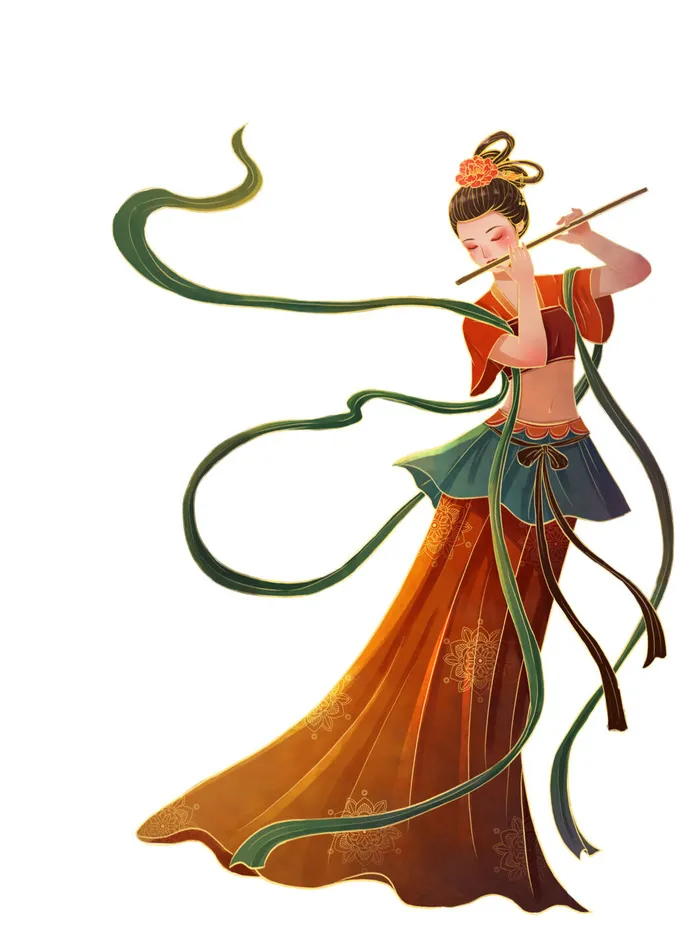 手绘国潮中国风古代敦煌神话飞天仙女美女古装人物插画PSD素材psd模版下载