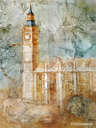 复古建筑唯美艺术油画